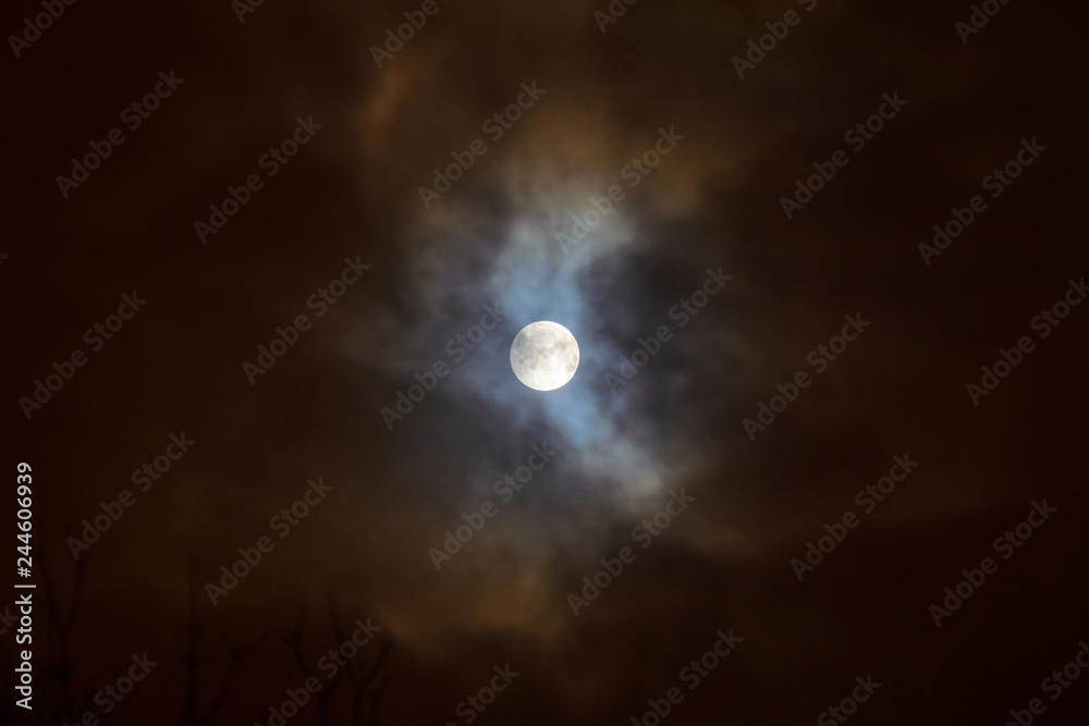 Moon eclipse in full moon. Super blue blood moon Moon eclipse in full moon. Super blue blood moon