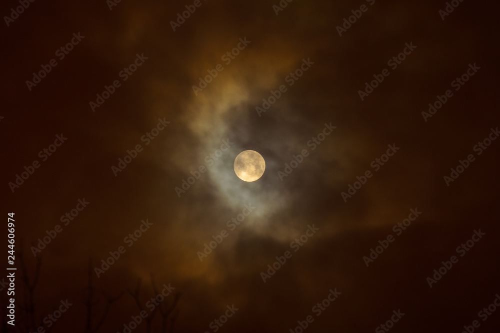 Moon eclipse in full moon. Super blue blood moon Moon eclipse in full moon. Super blue blood moon