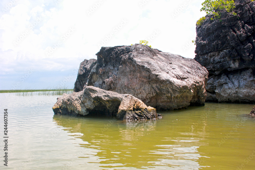 Large stones in the river.