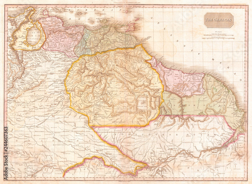 1818, Pinkerton Map of Northeastern South America, Venezuela, Guyana, Surinam, John Pinkerton, 1758 – 1826, Scottish antiquarian, cartographer, UK