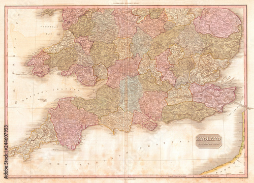 1818, Pinkerton Map of Southern England, includes London , John Pinkerton, 1758 – 1826, Scottish antiquarian, cartographer, UK