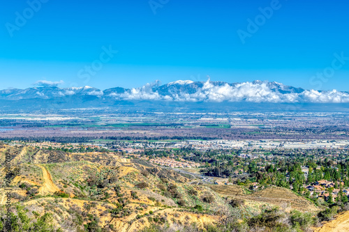 winter morning in southern california with blue sky for text