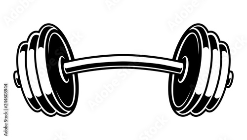 Black and white illustration of a dumbbell