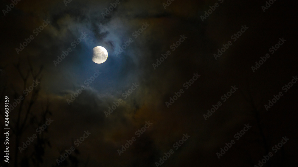 Moon eclipse in full moon. Super blue blood moon Moon eclipse in full moon. Super blue blood moon