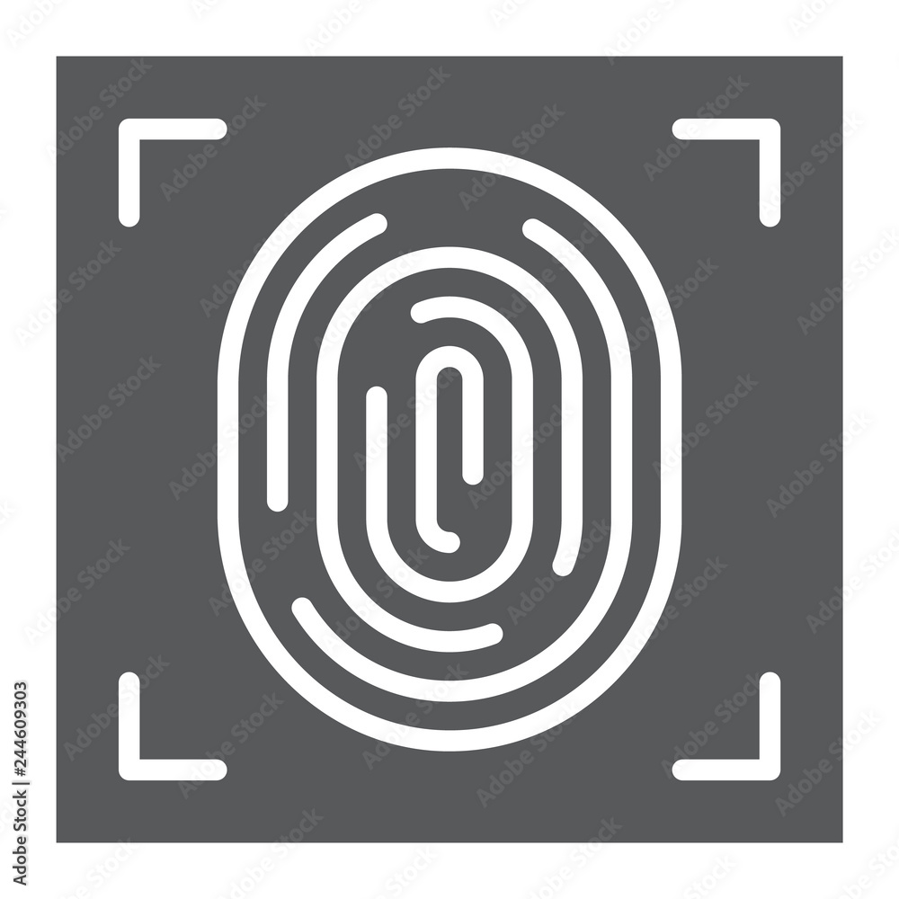 Fingerprint glyph icon, id and security, print sign, vector graphics, a solid pattern on a white background. Fingerprint glyph icon, id and security, print sign, vector graphics, a solid pattern on a white background.
