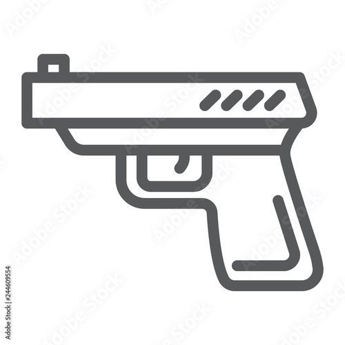 Gun line icon, weapon and revolver, pistol sign, vector graphics, a linear pattern on a white background.