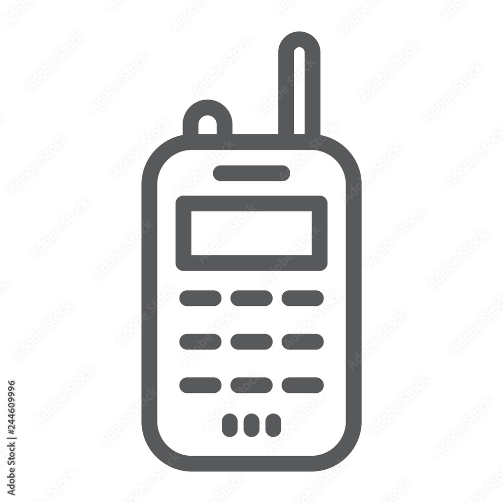 Walkie talkie line icon, transmitter and communication, radio set sign, vector graphics, a linear pattern on a white background. Walkie talkie line icon, transmitter and communication, radio set sign, vector graphics, a linear pattern on a white background.