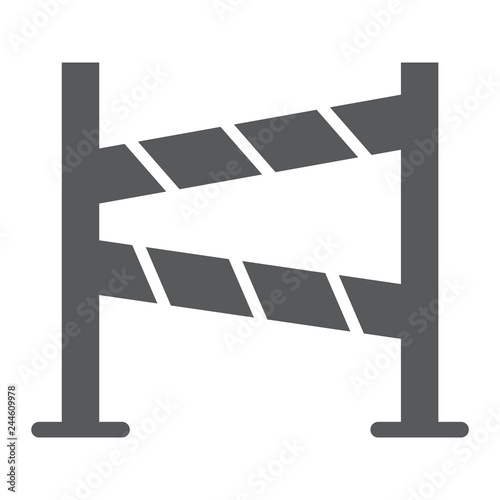 Road fence glyph icon, construction and border, barrier sign, vector graphics, a solid pattern on a white background.