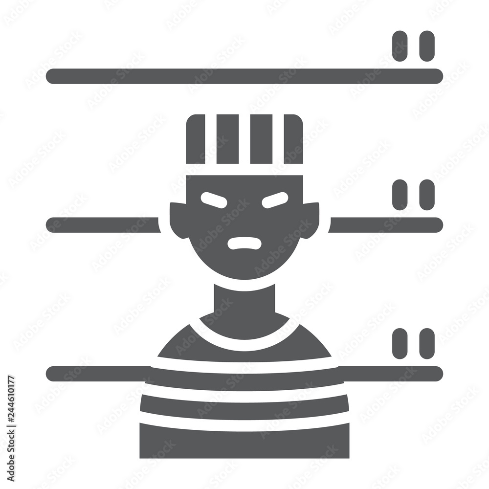 Prisoner glyph icon, criminal and jail, man sign, vector graphics, a solid pattern on a white background.