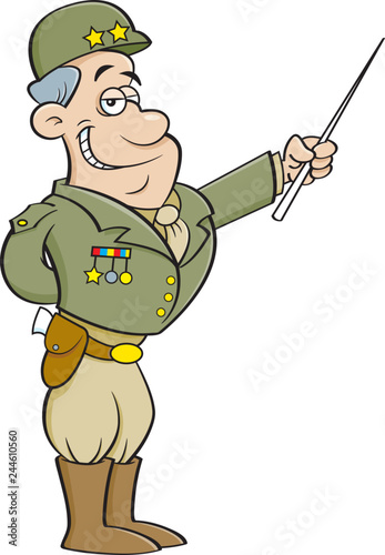Cartoon illustration of a general in a uniform pointing. © bennerdesign