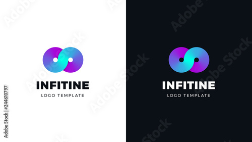 InfiniteLogotype template, positive and negative variant, corporate identity for brands, blue product logo