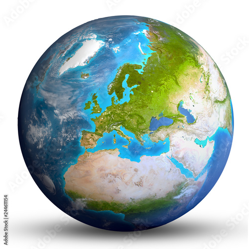 Realistic Planet Earth - Europe - Elements of this image furnished by NASA