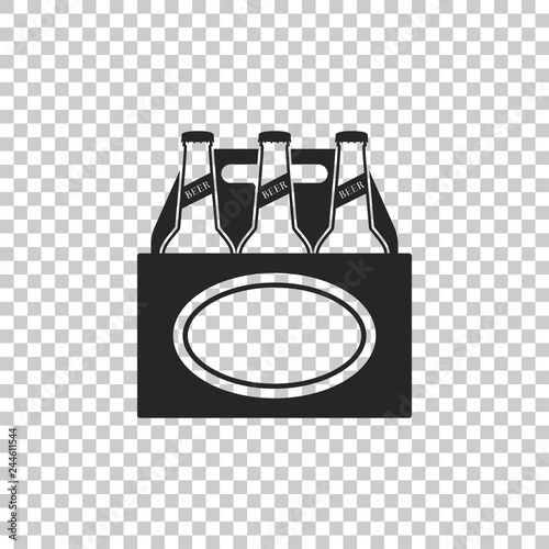 Pack of beer bottles icon isolated on transparent background. Case crate beer box sign. Flat design. Vector Illustration