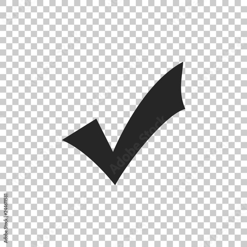 Check mark icon isolated on transparent background. Tick symbol. Flat design. Vector Illustration