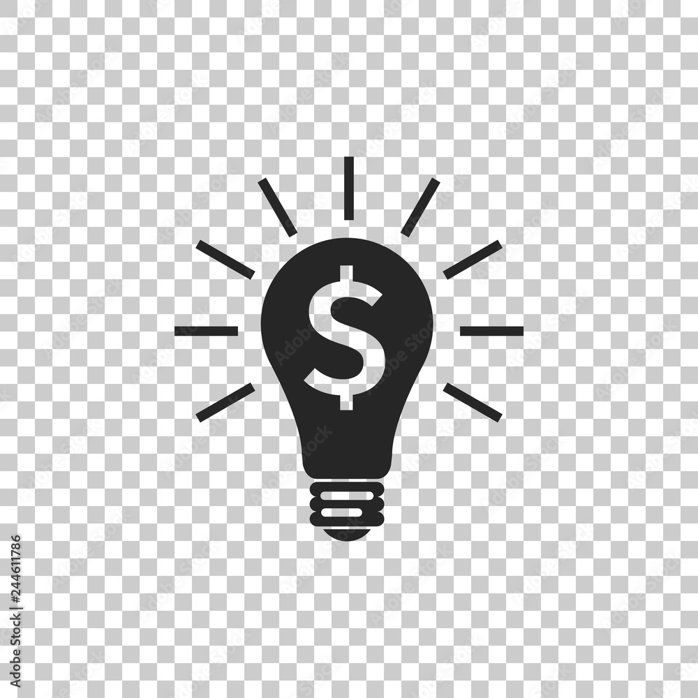 Light bulb with dollar symbol business concept icon isolated on transparent background. Money making ideas. Flat design. Vector Illustration Light bulb with dollar symbol business concept icon isolated on transparent background. Money making ideas. Flat design. Vector Illustration