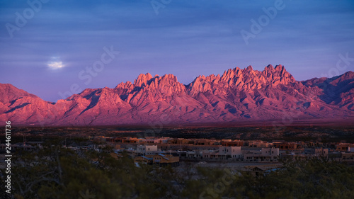 Moon, City and Organ Mountains at Sunset