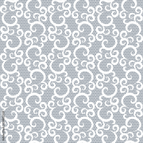 Seamless beige lace background with swirl pattern