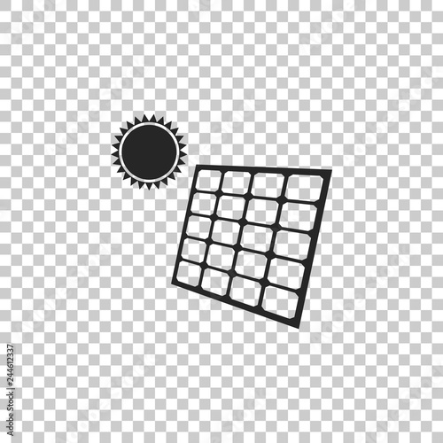 Solar energy panel icon isolated on transparent background. Flat design. Vector Illustration