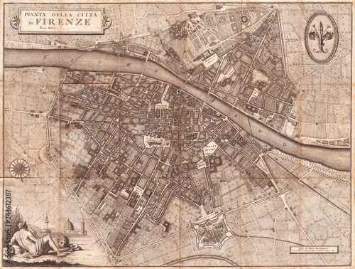 1847, Molini Pocket Map of Florence, Frienze, Italy