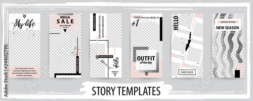 Trendy editable template for social networks stories, vector illustration.