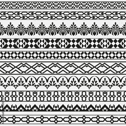 A monochrome vector set of dividers in east style.