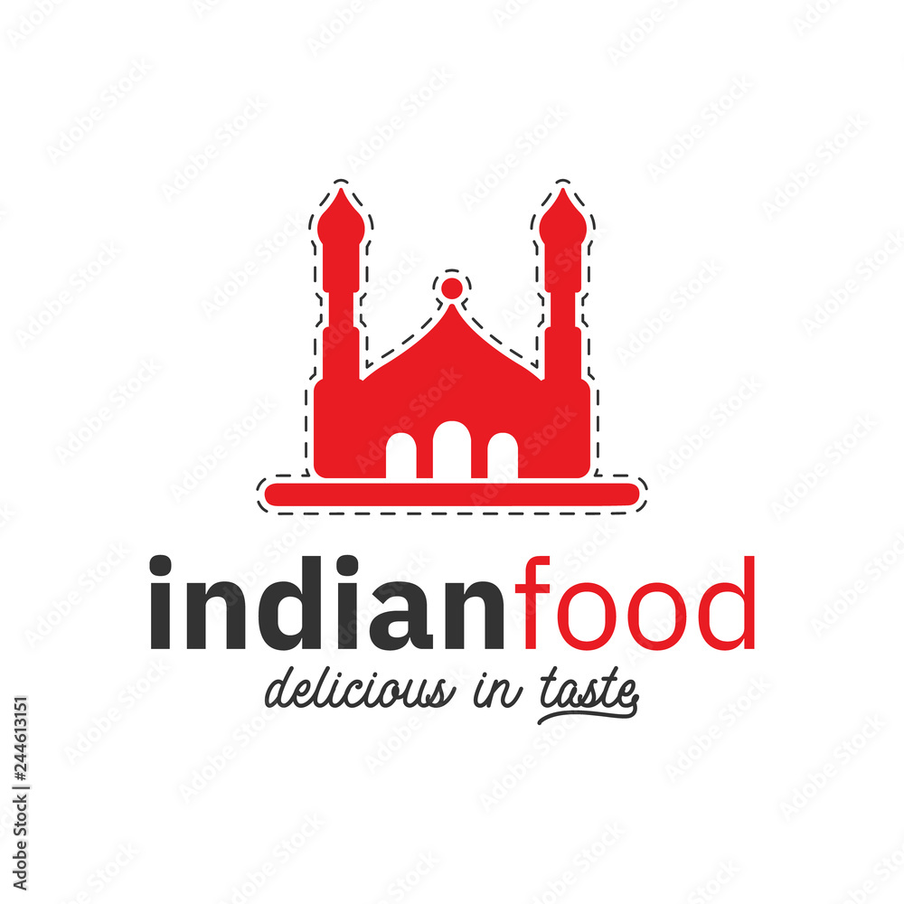 Indian food logo design inspiration in red color Stock Vector | Adobe Stock