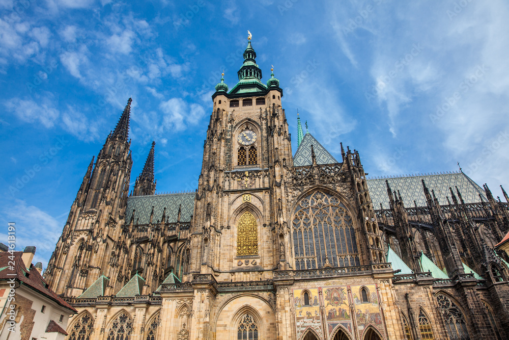 Facade of the Metropolitan Cathedral of Saints Vitus, Wenceslaus and Adalbert in Prague