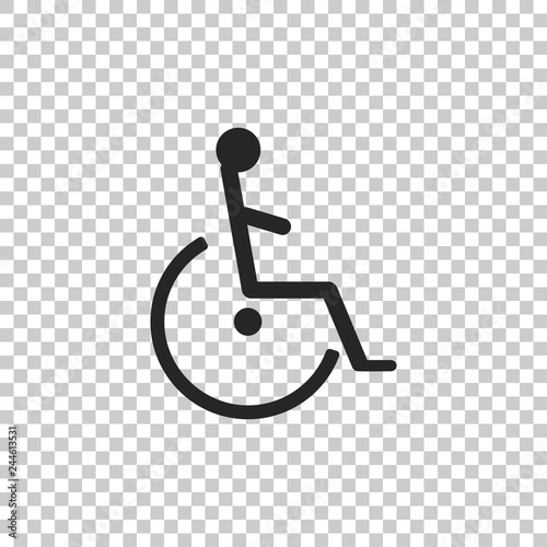 Disabled handicap icon isolated on transparent background. Wheelchair handicap sign. Flat design. Vector Illustration