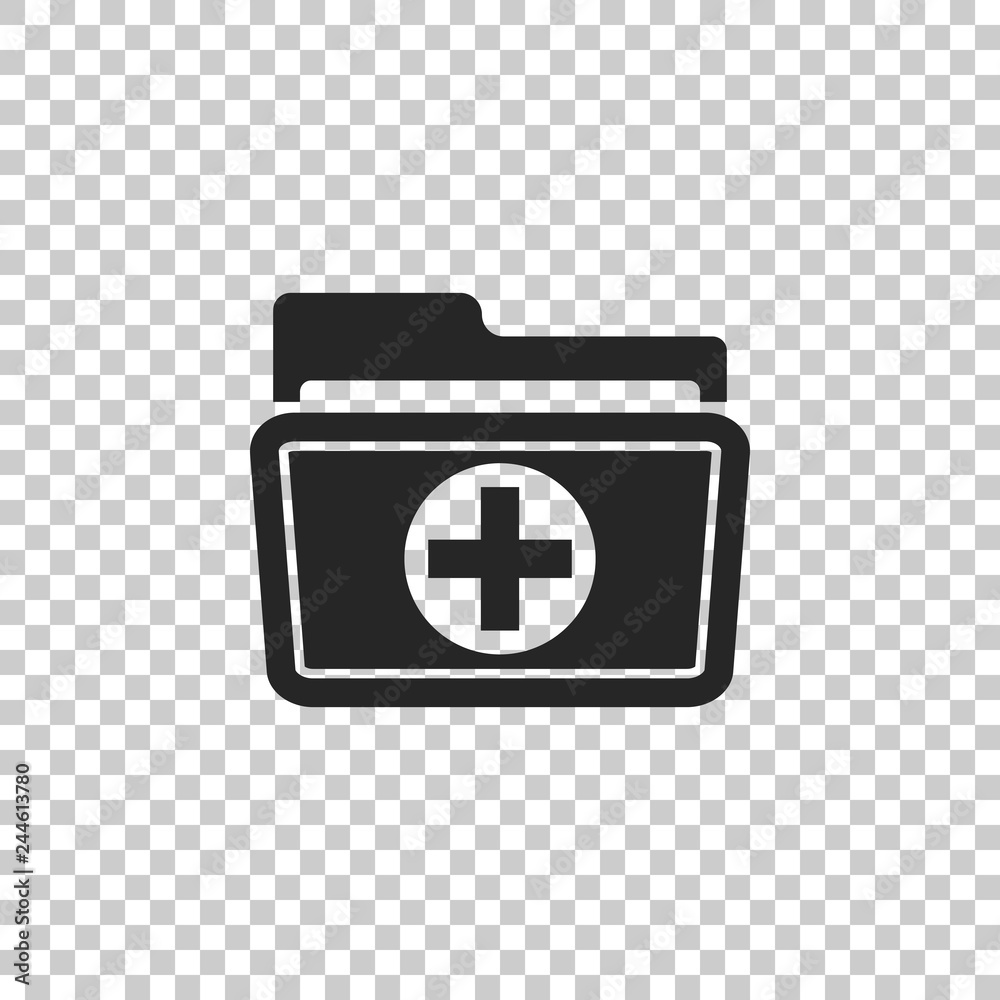 Medical health record folder for healthcare icon isolated on transparent background. Patient file icon. Medical history symbol. Flat design. Vector Illustration Medical health record folder for healthcare icon isolated on transparent background. Patient file icon. Medical history symbol. Flat design. Vector Illustration