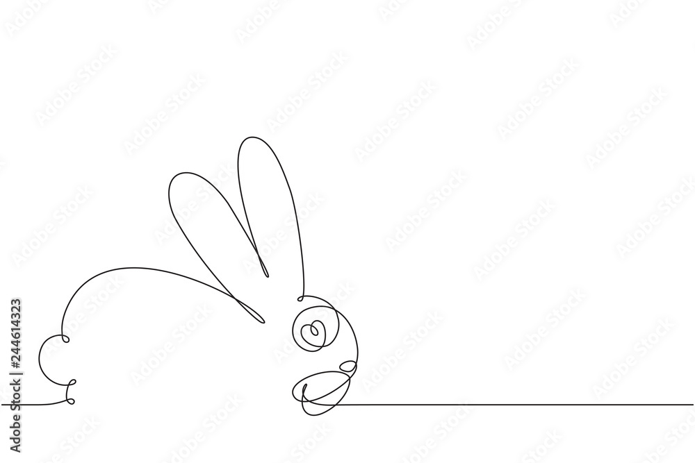 The bunny in love. Happy hare. Continuous line drawing.