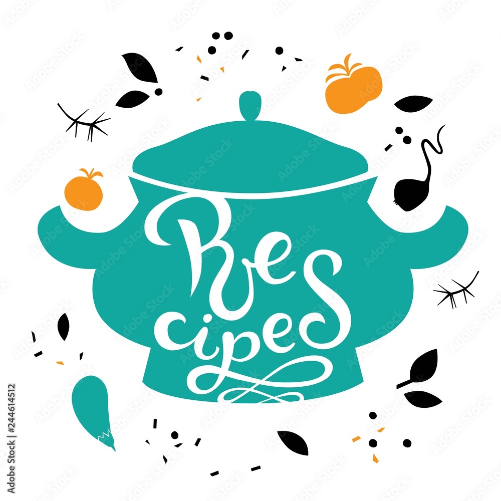 Lettering Recipe sign, handdrawn vector graphics products Stock Vector Adobe Stock