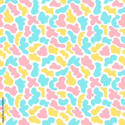 Seamless abstract shapes vector pattern. Hand drawn colorful background