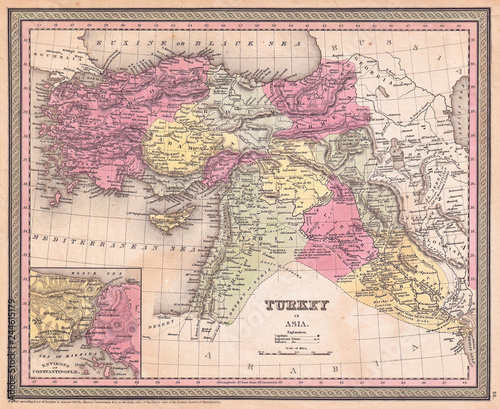 1853  Mitchell Map of Turkey in Asia  Palestine  Syria  Iraq  Turkey
