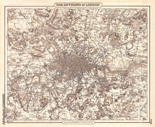 1855  Colton Map of London  England