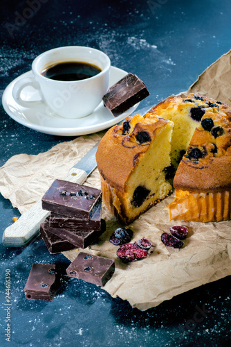 blueberry muffin and coffee photo