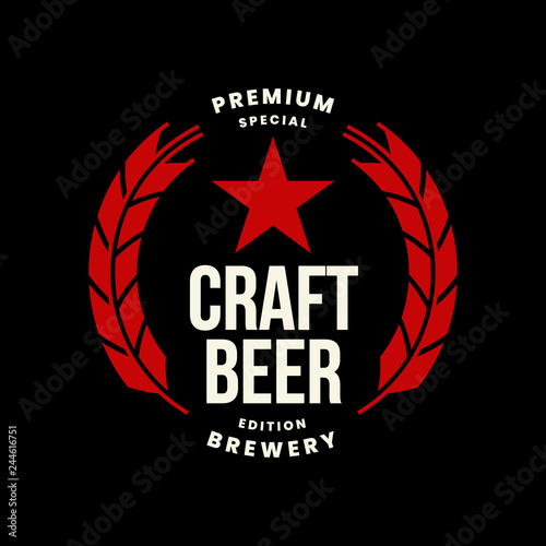 Modern craft beer drink vector logo sign for bar, pub, store, brewhouse or brewery isolated on black background. Premium quality logotype emblem illustration. Brewing fest fashion t-shirt badge design