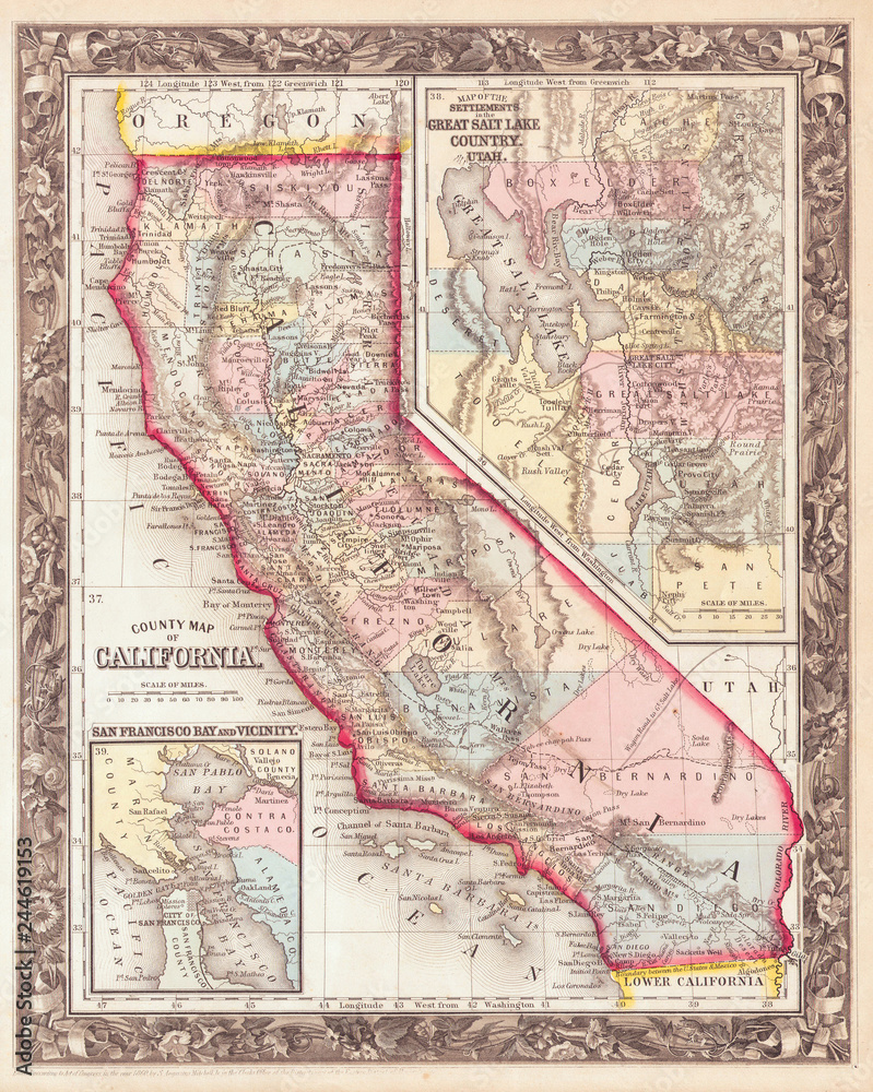 1860, Mitchell's Map of California