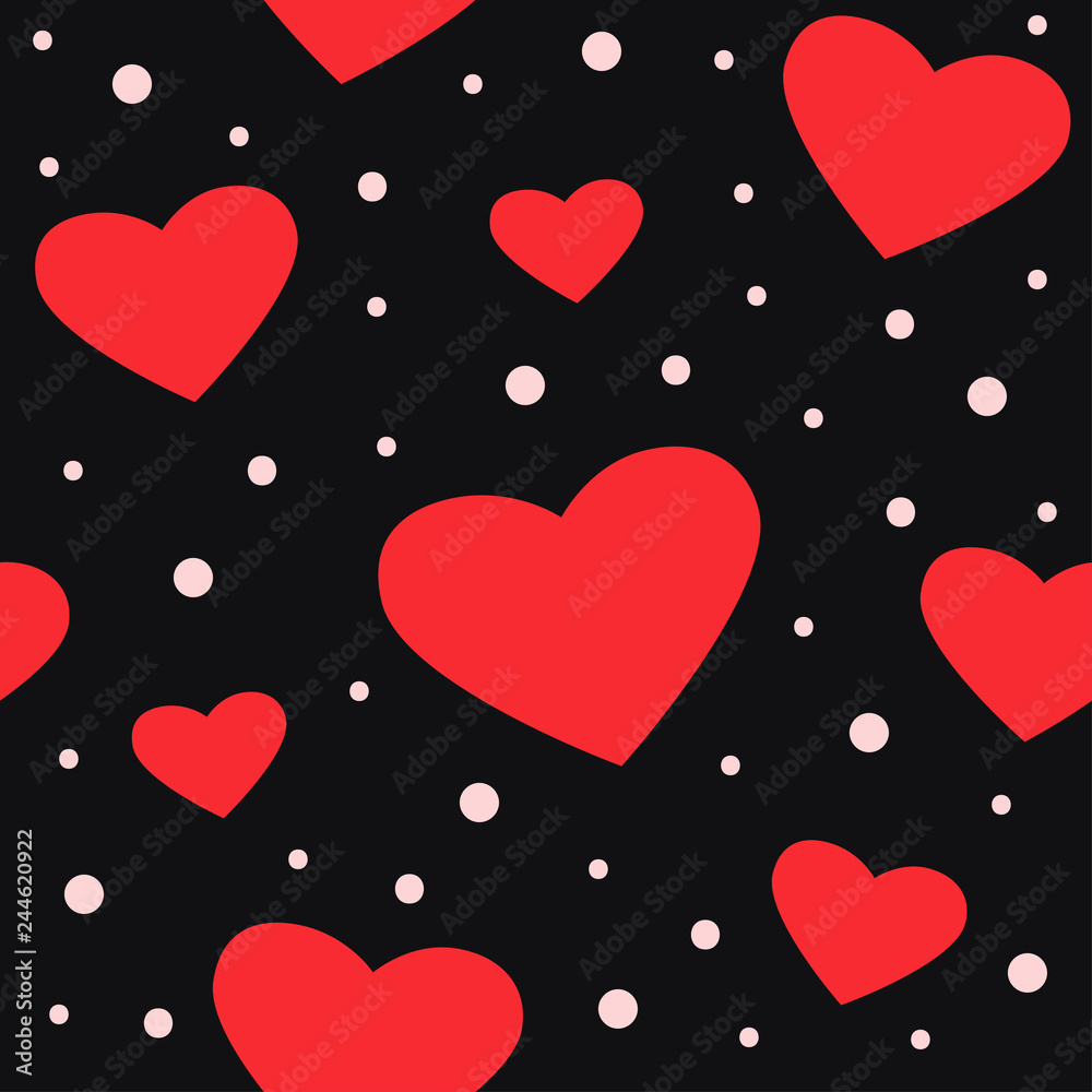 Seamless black pattern with hearts Seamless black pattern with hearts