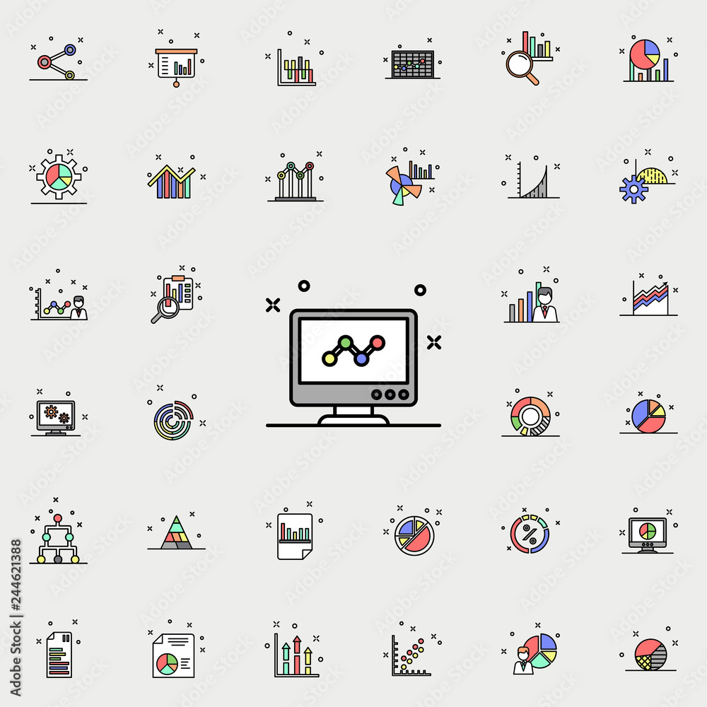 Fototapeta premium computer diagram colored icon. Business charts icons universal set for web and mobile