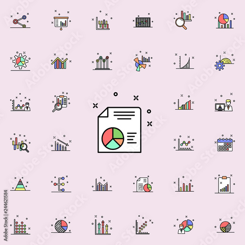 report on paper colored icon. Business charts icons universal set for web and mobile