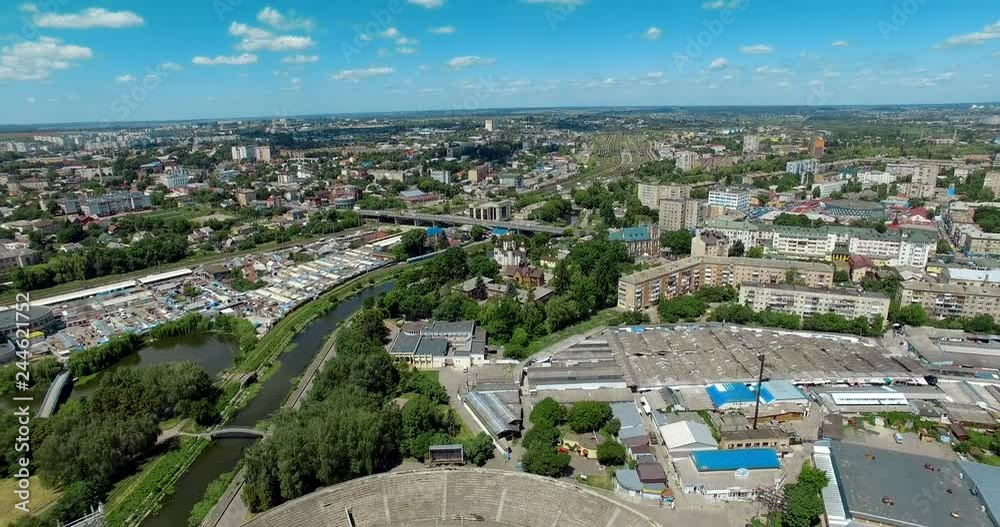 Lake Swan, Ukraine, Rivne, Aerial drone view Lake Swan, Ukraine, Rivne, Aerial drone view