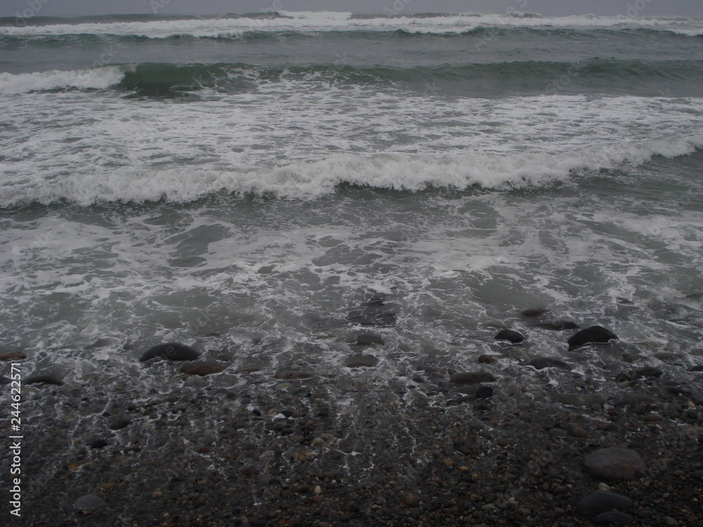 Fototapeta premium Delta of the Canete river with the Pacific Ocean in Herbay Bajo Valley.