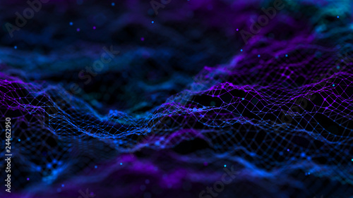 Network connection dots and lines. Technology background. Plexus. Big data background. 3d rendering.