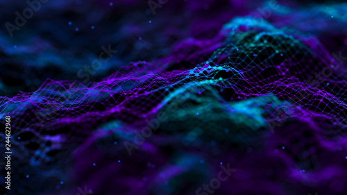 Network connection dots and lines. Technology background. Plexus. Big data background. 3d rendering.