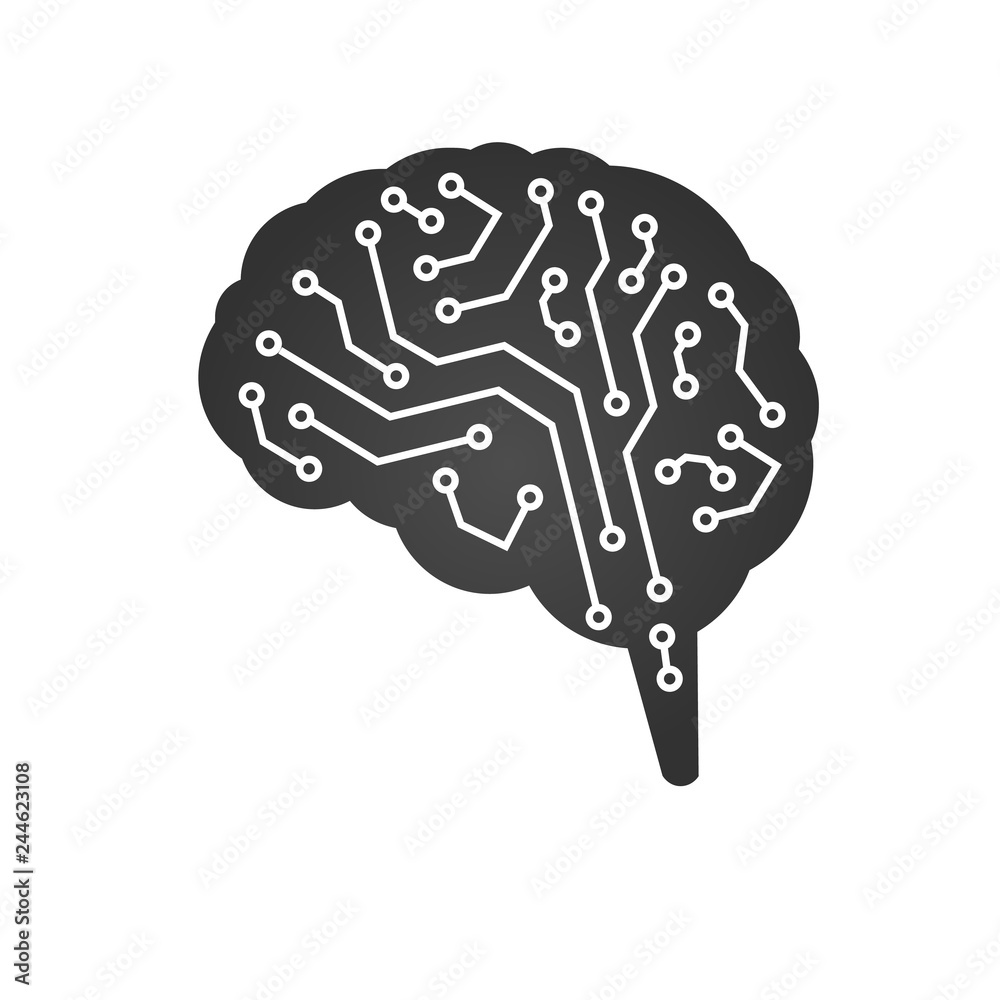 Technological brain. Circuit board. Abstract vector illustration isolated on white background. Technological brain. Circuit board. Abstract vector illustration isolated on white background.