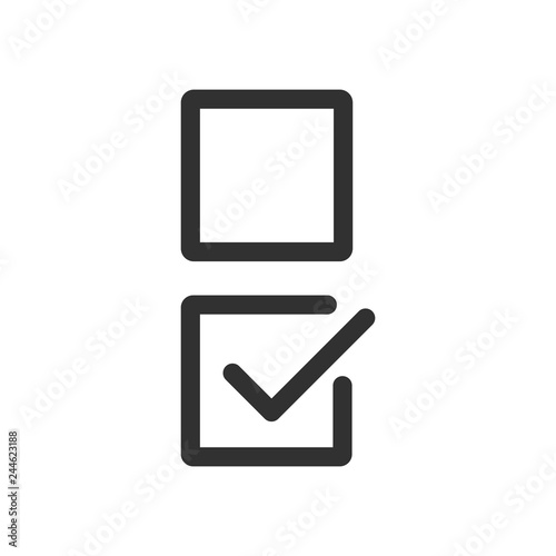 Checkbox set with blank and checked checkbox line art vector icon for apps and websites. editable stroke. photo