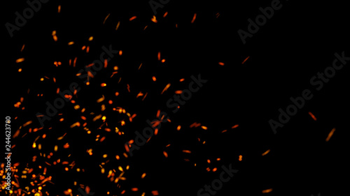 Abstract background of particles. Fire flying sparks. Burning red sparks. Fire. 4k background.