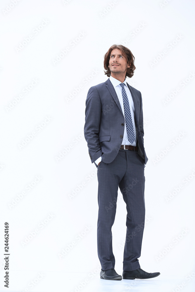 Pensive business man looking up Pensive business man looking up