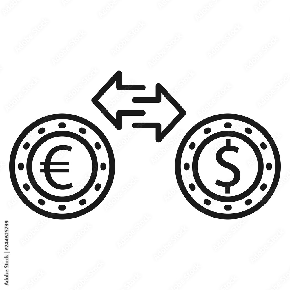 Fototapeta premium Money. Line Icon Vector. Payment system. Coins and Dollar cent Sign isolated on white background. Flat design style. Business concept.