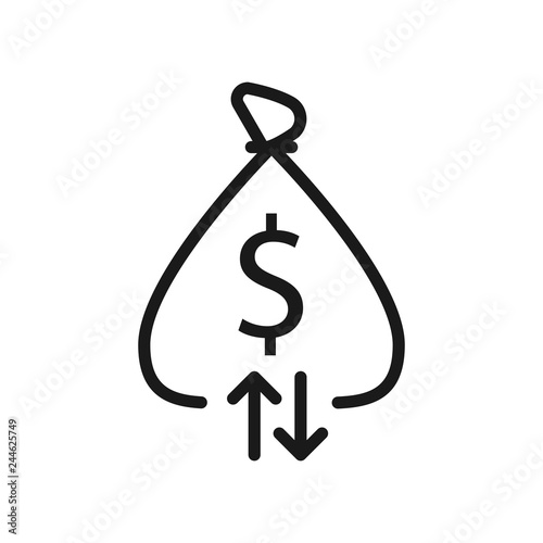 Money bag line icon. High quality black outline logo for web site design and mobile apps. Vector illustration on a white background.